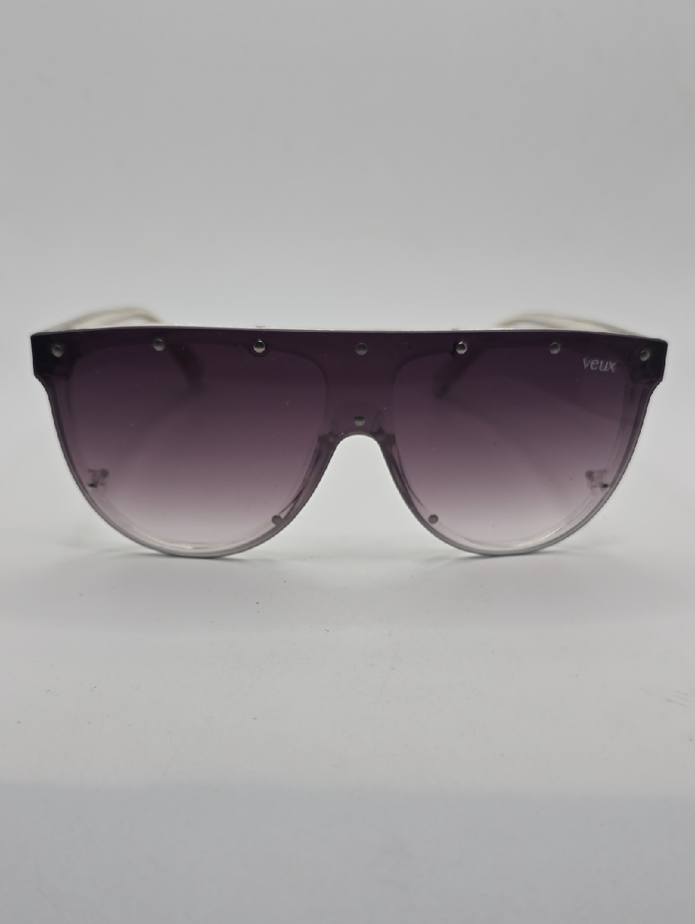 Veux Au Reille Women's Clear Frame Gradient Purple Shield Sunglasses